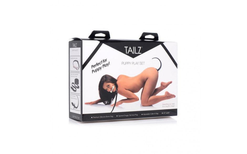 Puppy Play Set incl Gag, Plug and Collar Black - Adult Toys
