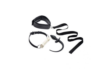 Puppy Play Set incl Gag, Plug and Collar Black - Naughty by Nature Adult Store