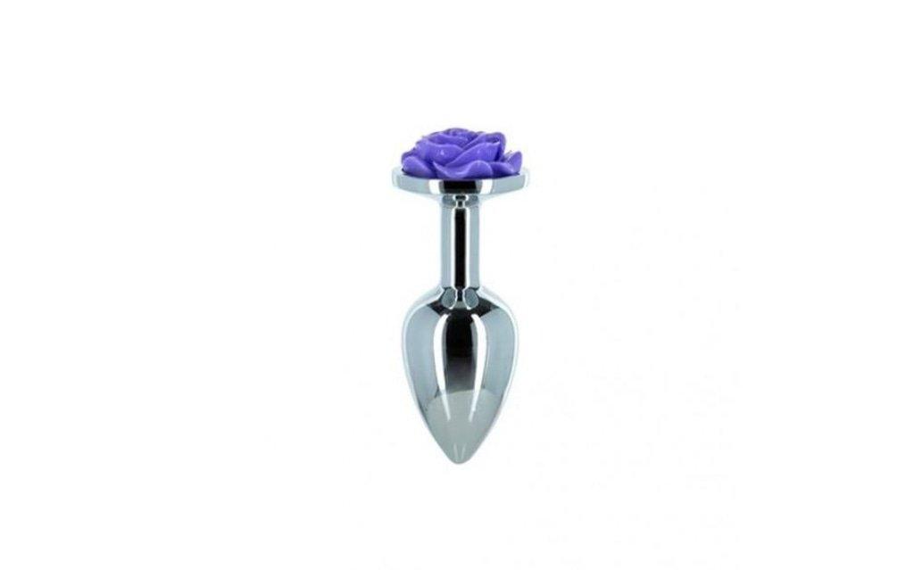 Purple Rose 3in Metal Butt Plug - Adult Toys