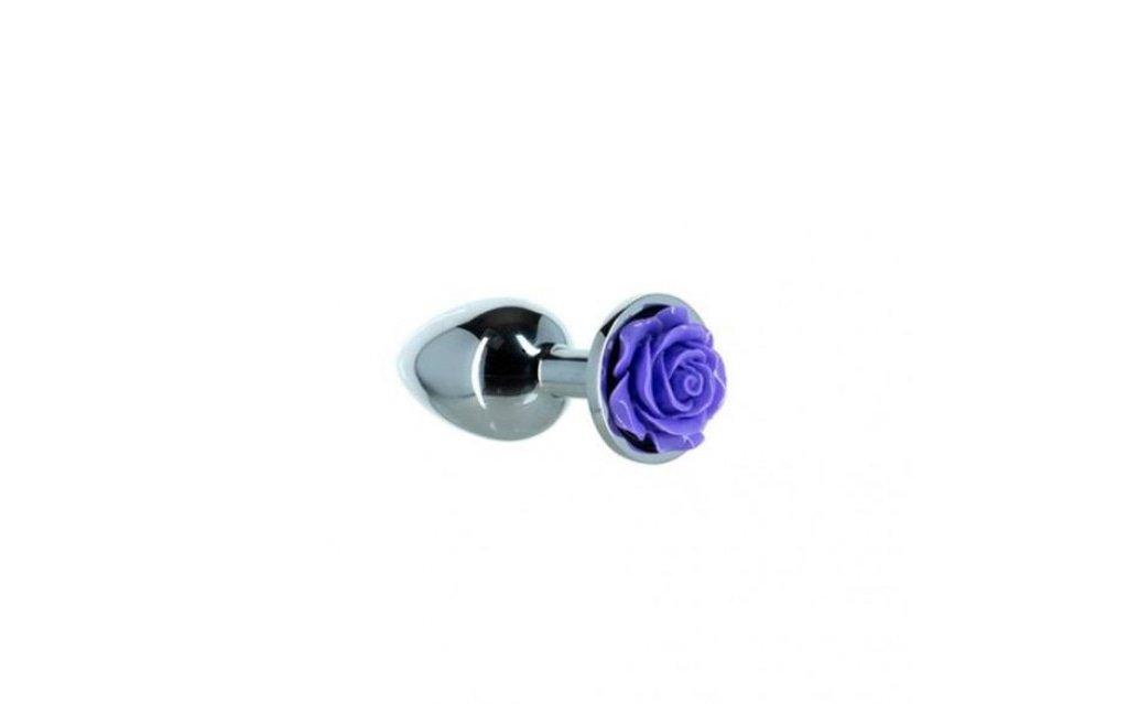 Purple Rose 3in Metal Butt Plug - Naughty by Nature Adult Store