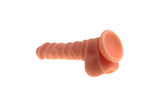 Realistic Dildo Ridged Shaft w Balls Flesh - Adult Toys