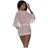 Robe with Lace Trim Blush - Naughty by Nature Adult Store