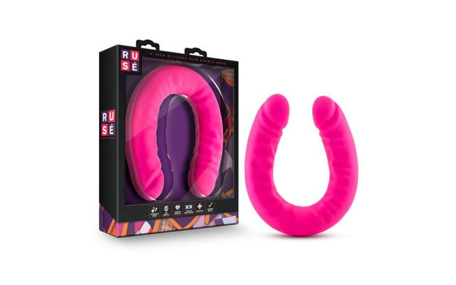Ruse Silicone Slim 18in Hot Pink Double Dong - Adult Toys