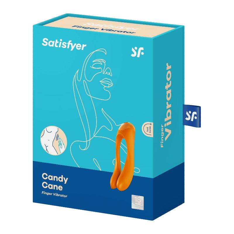 Satisfyer Candy Cane Finger Vibe Orange - Adult Toys
