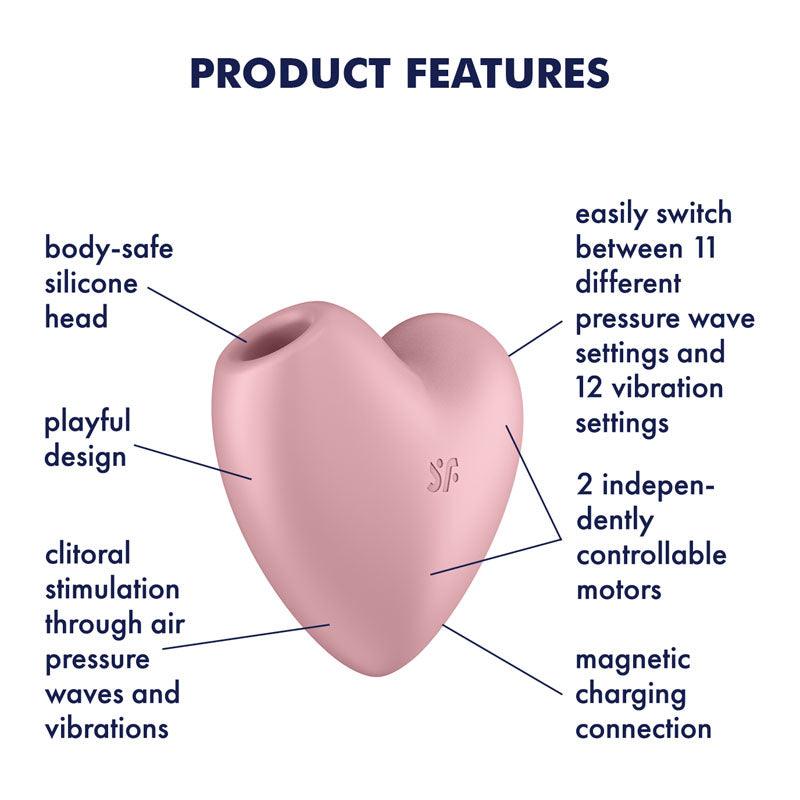 Satisfyer Cutie Heart - Light Red - Light Red USB Rechargeable Air Pulsation Stimulator with - Naughty by Nature Adult Store