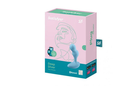 Satisfyer Deep Diver Vibrating Connect App Anal Plug Blue - Naughty by Nature Adult Store