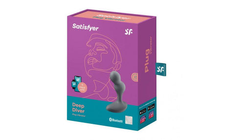 Satisfyer Deep Diver Vibrating Connect App Anal Plug Grey - Naughty by Nature Adult Store