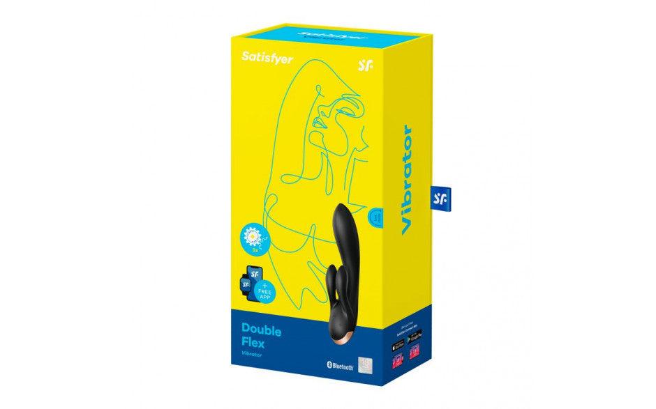 Satisfyer Double Flex App Rabbit Vibrator Black - Adult Toys