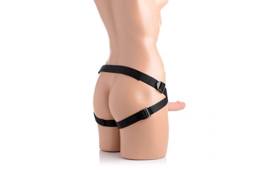 Seducer 7" Silicone Dildo w Harness Flesh - Adult Toys