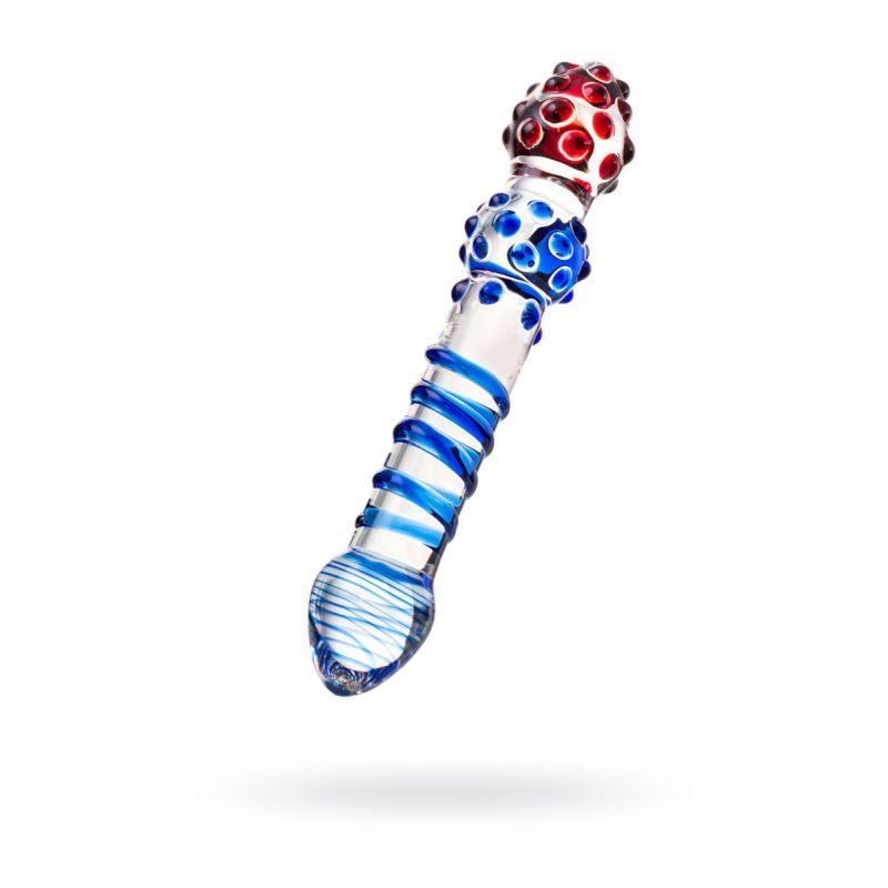 Sexus Glass Dildo Blue Red 20.5cm - Naughty by Nature Adult Store