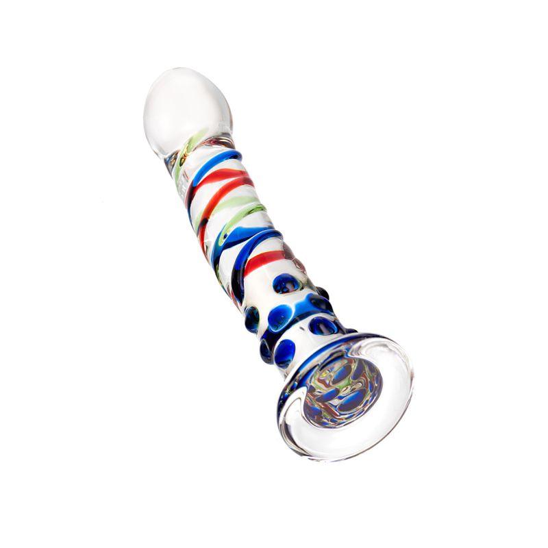 Sexus Glass Dildo Blue Tip 18cm - Adult Toys