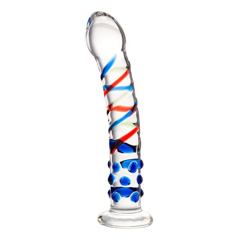 Sexus Glass Dildo Blue Tip 18cm - Naughty by Nature Adult Store