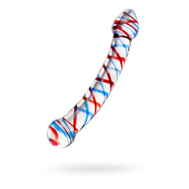 Sexus Glass Dildo Curved Blue/Red 20 cm - Adult Toys