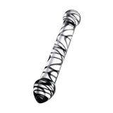 Sexus Glass Dildo Duo Black Swirl 20.5cm - Adult Toys