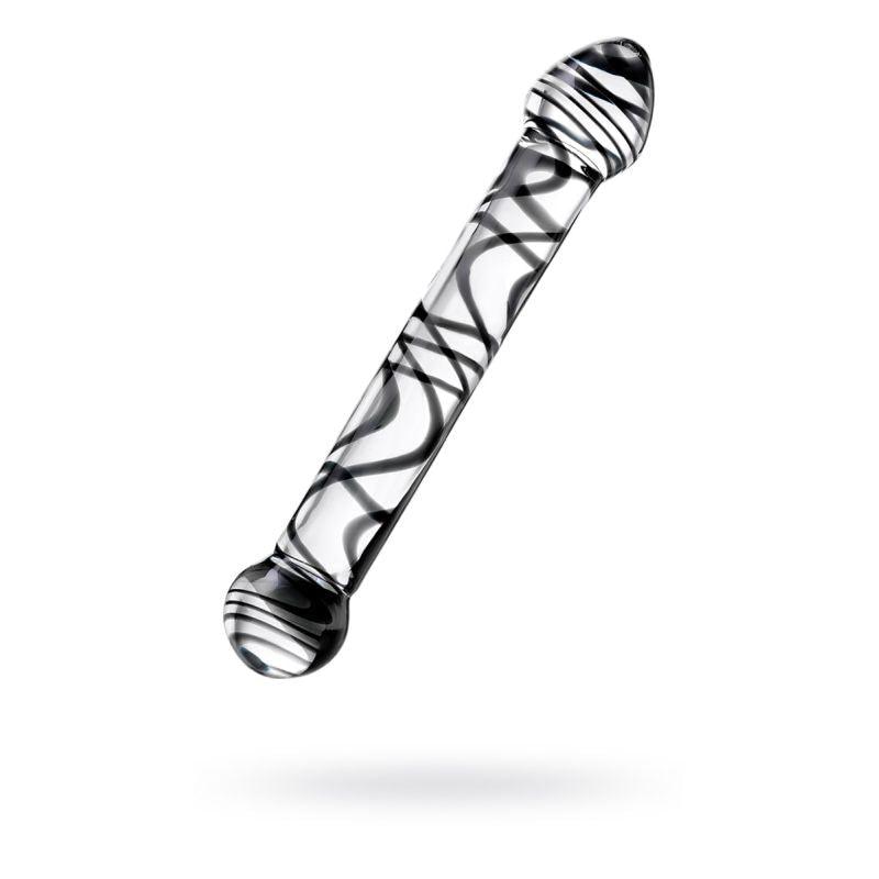 Sexus Glass Dildo Duo Black Swirl 20.5cm - Adult Toys
