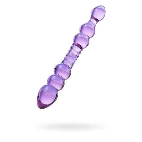 Sexus Glass Dildo - Mauve 22.8cm Textured Glass Adult Sex Toy - Adult Toys