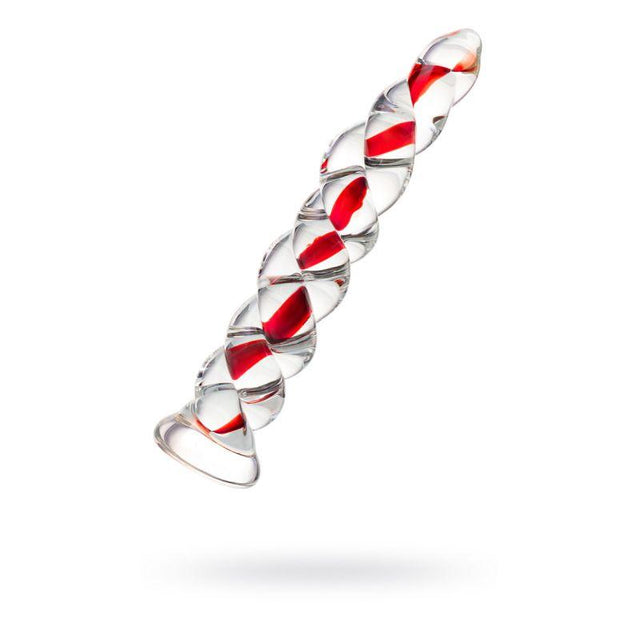 Sexus Glass Dildo Red Ribbed 18.2cm - Naughty by Nature Adult Store