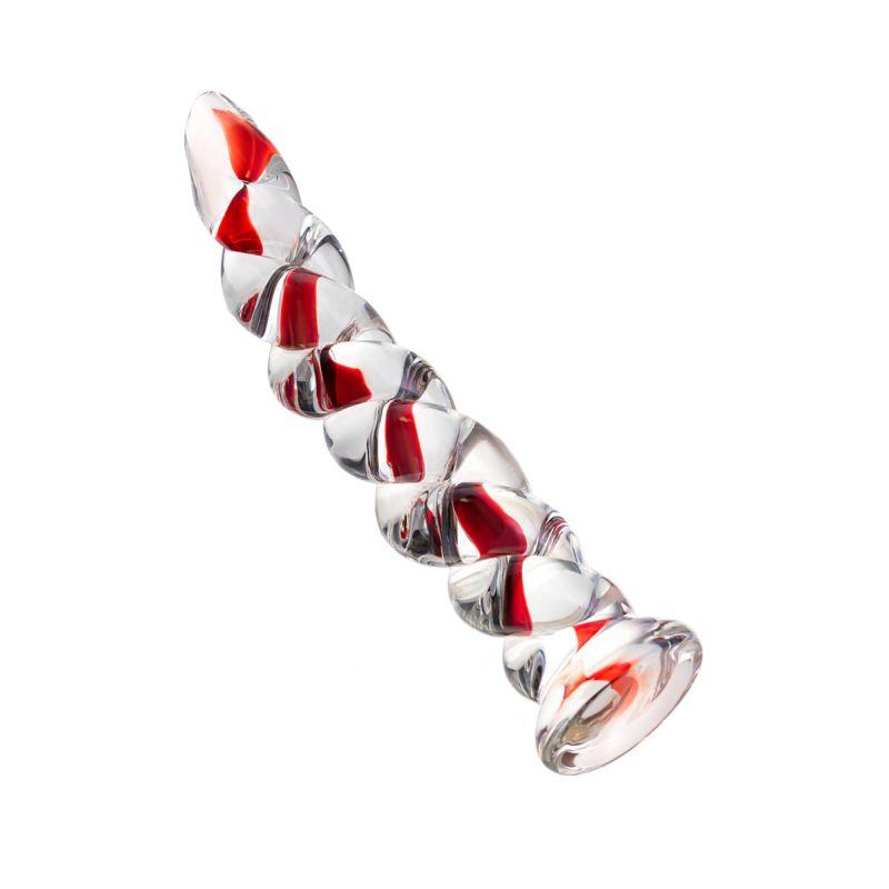 Sexus Glass Dildo Red Ribbed 18.2cm - Naughty by Nature Adult Store