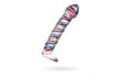 Sexus Glass Dildo Stripes w Base Blue/Red 16cm - Adult Toys