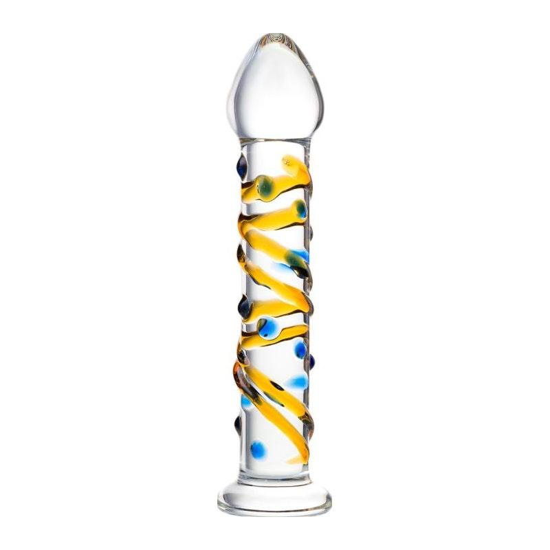 Sexus Glass Dildo Yellow 17.2cm - Adult Toys