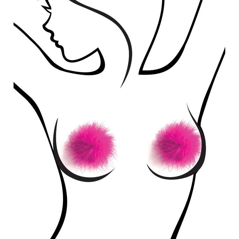 Sexy AF - Nipple Couture Pink Marabou - Pink Marabou Reuseable Nipple Pasties - Naughty by Nature Adult Store