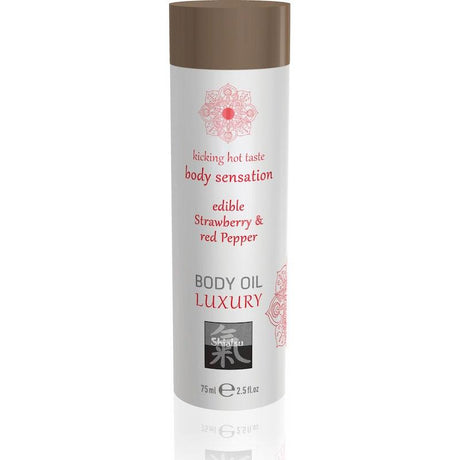 Shiatsu Edible Body Oil – Strawberry and Red Pepper Massage Oil - Lotions & Potions
