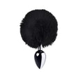 Silver Metal Anal Plug Small w Black Tail - Adult Toys