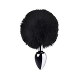 Silver Metal Anal Plug Small w Black Tail - Adult Toys
