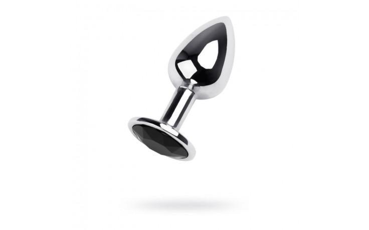 Silver Metal Anal Plug w Black Gem Small - Naughty by Nature Adult Store