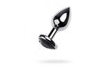 Silver Metal Anal Plug w Black Tourmaline Heart Gem Small - Adult Toys