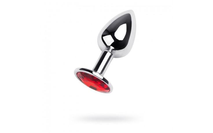 Silver Metal Anal Plug w Red Ruby Gem Small - Naughty by Nature Adult Store