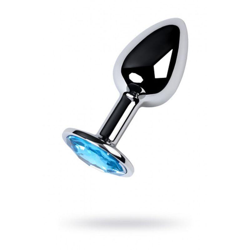 Silver Metal Anal Plug w Topaz Crystal Small - Adult Toys