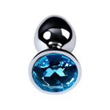 Silver Metal Anal Plug w Topaz Crystal Small - Adult Toys