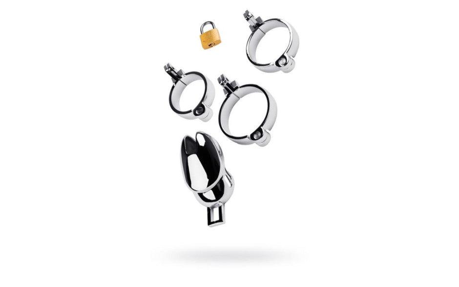 Silver Metal Chastity Cage Adjustable - Adult Toys