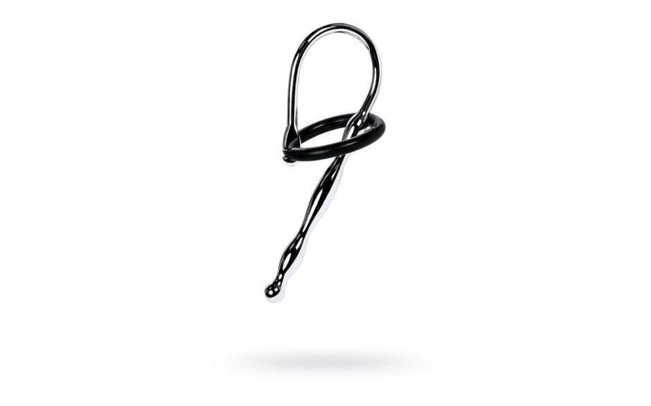 Silver Metal Urethral Plug w Black Silicone Ring - Naughty by Nature Adult Store