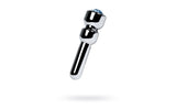 Silver Metal Urethral Plug w Sapphire Rhinestone Small - Adult Toys