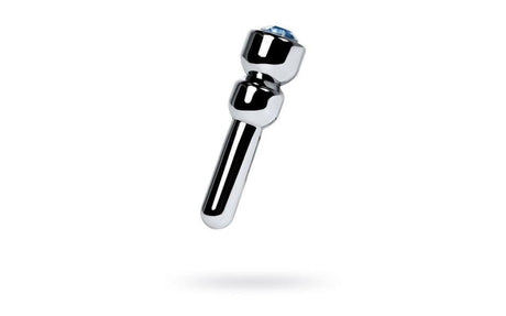 Silver Metal Urethral Plug w Sapphire Rhinestone Small - Adult Toys