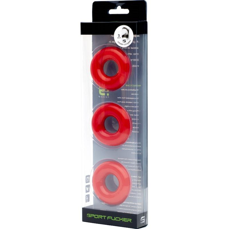 Sport Fucker Chubby Cockring 3 Pk Red - Adult Toys