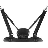 Strict Extreme Leather Bondage Sling with Stirrups and Pillow | Black - Adult Toys