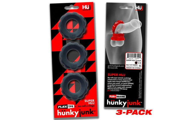 Super Hunkyjunk 3 Pc Cockrings Tar Ice - Naughty by Nature Adult Store