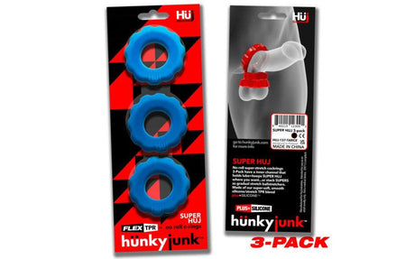 Super Hunkyjunk 3 Pc Cockrings Teal Ice - Naughty by Nature Adult Store