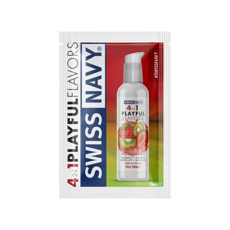 Swiss Navy Strawberry Kiwi Flavored Lube - 5ml Sachets (100 Pack) - Lotions & Potions