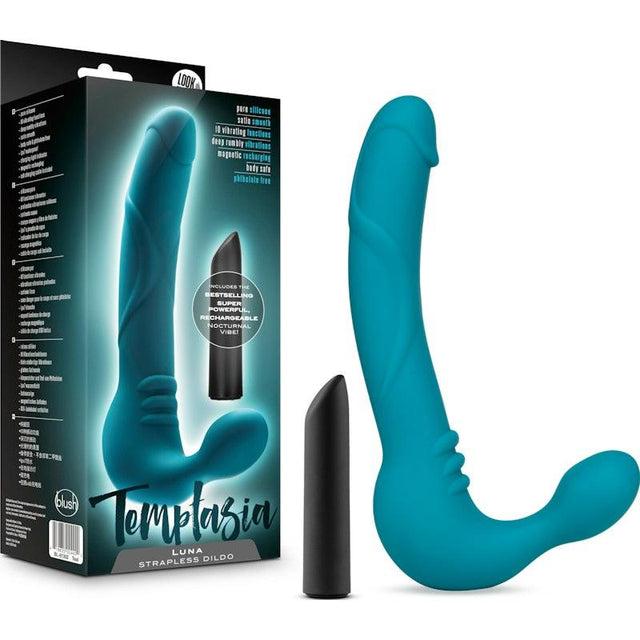Temptasia Luna Strapless Silicone Dildo Teal - Adult Toys