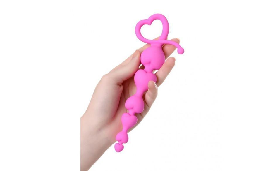 ToDo Sweety Pink Silicone Anal Chain - Graduated Heart Beads 18.5cm - Adult Toys