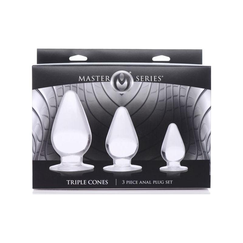 Triple Cones 3 Pc Anal Plug Set Clear - Adult Toys