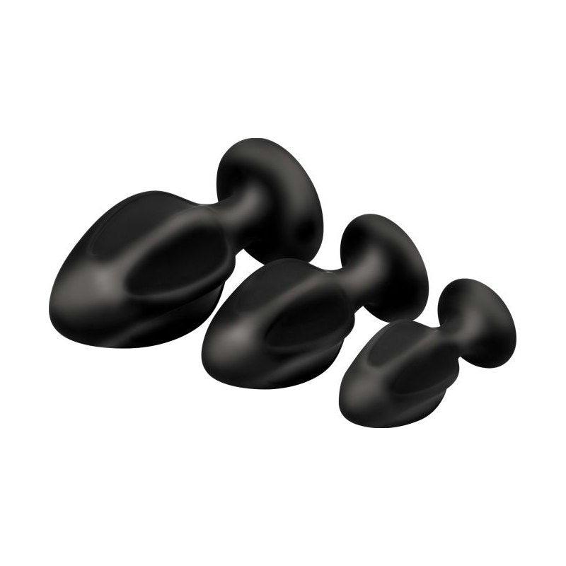 Triple Juicers Silicone Anal Plug Set Black - Adult Toys