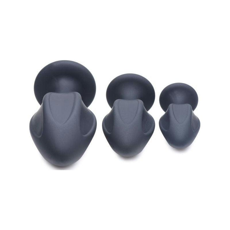 Triple Juicers Silicone Anal Plug Set Black - Adult Toys