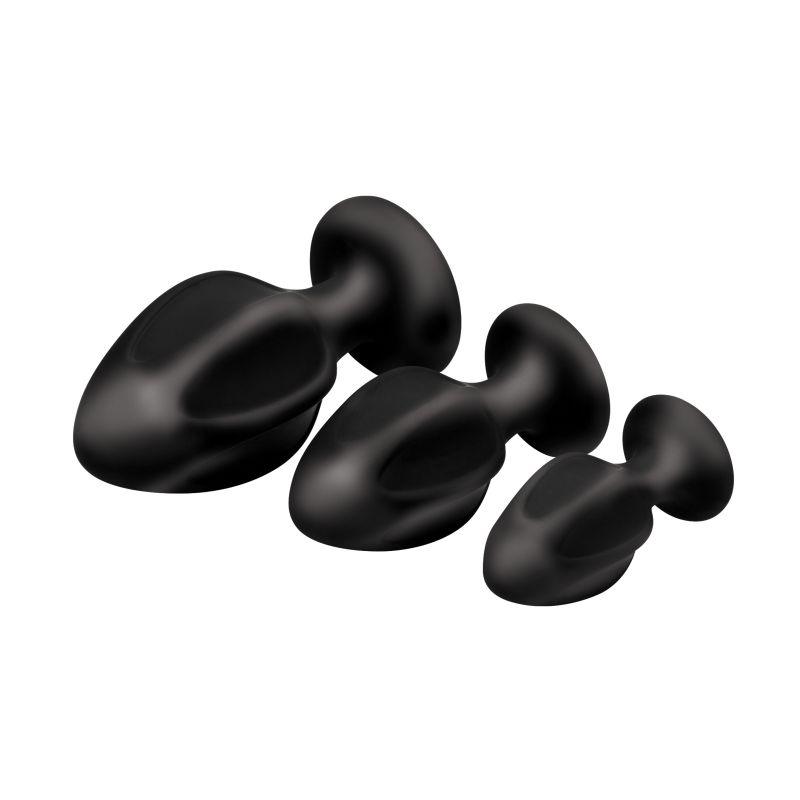 Triple Juicers Silicone Anal Plug Set Black - Adult Toys