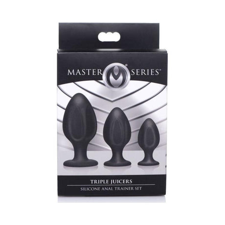 Triple Juicers Silicone Anal Plug Set Black - Adult Toys