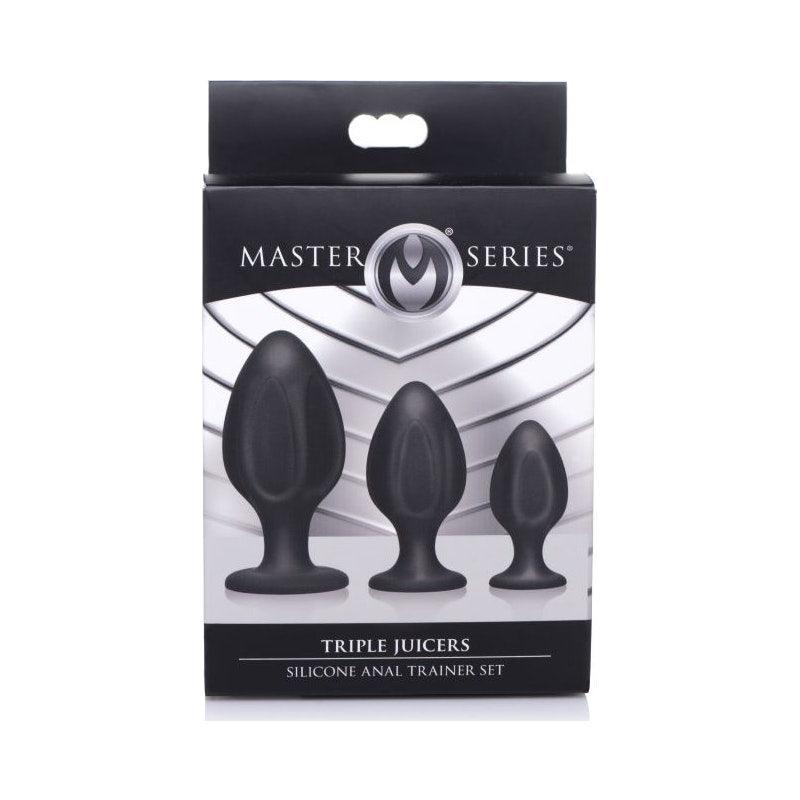 Triple Juicers Silicone Anal Plug Set Black - Adult Toys